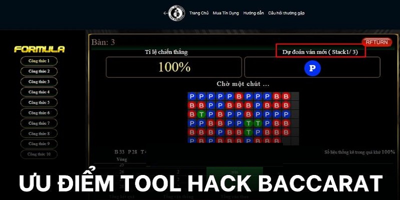 Điểm mạnh công cụ hack Baccarat được người chơi biết đến